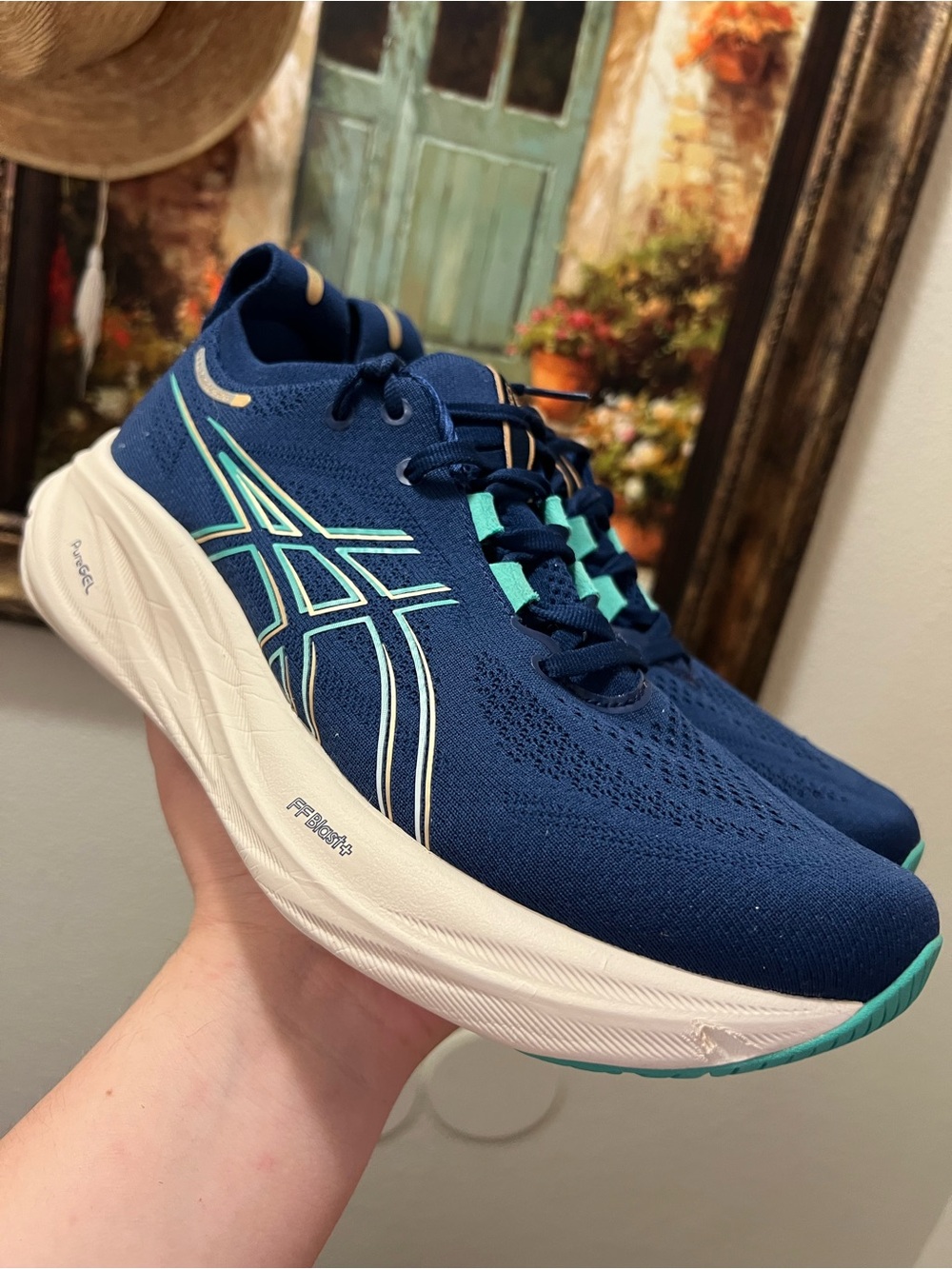Asics Gel Nimbus 26 Blue Running Shoes - Picture 4 of 14